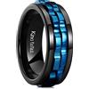 King Will Mens Black Gear Spinner Rings Stainless Steel Fidgets Two Black Gear Fidget Ring Anxiety Ring For Men Women Toy Stress Free Cool Wedding Band