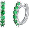 LONAGO Orecchini a Cerchio in Smeraldo per Donna Argento Sterling 925 Creato Verde Smeraldo Orecchini a Cerchio Huggies