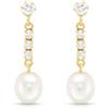 Carissima Orecchini pendenti con zirconi e perle da donna in oro giallo 9 ct