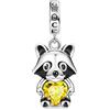 GNOCE Simpatico Coniglio Abbracci Cuore Pietra Preziosa Charm Bead Argento Sterling 925 con Smalti Giallo e Rosa Fit Bracciale/Collana per il Regalo della Festa della Mamma (Procione)