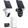 Reolink 4K Solar Surveillance Outdoor Battery Camera Set con Home Hub, panoramica/inclinazione a 360°, archiviazione locale, Rilevamento Uomo/Auto/Animale, Argus PT Ultra Bianco e Nero Set