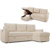 Nalui - Divano letto con chaise longue, 213 x 129 x 81 cm, reversibile con cassettiera da 127,6 L. Divano da salotto 3 posti convertibile in letto da 122 x 190 cm. Include tasche e tessuto a 360°