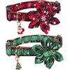 ADOGGYGO Collare natalizio per cani con fiore, classico, motivo scozzese di bufalo, fiocco di neve, con motivo floreale rimovibile, regolabile, rosso, verde, per cani di taglia media (M, plaid e