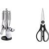 WMF 1876709990 Set Con Supporto Per Accessori, Acciaio Inossidabile & 18.7920.6100 Forbice Universale, Nero