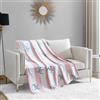 Juicy Couture Cabana - Coperta in peluche a righe rosa, 127 x 178 cm, lussuosa coperta in microfibra per il massimo comfort e calore accogliente