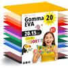 OFITURIA Set 20 Fogli Gomma Eva, Colori Assortiti, Formato 20x15 cm, 15 Colori Diversi, Ideale per Fai da Te, Scuola, Lavoretti Creativi, Hobby e Uso Artistico (Senza Glitter)