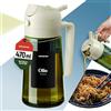 PORTENTUM Spruzzino olio per friggitrice aria 470 ml 2 in 1 funzione spray e versamento - Oliera spray vetro verde protezione dalla luce - Etichette multilingua - Nebulizzatore insalate e grigliate