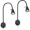 BRILONER - Set di 2 lampade da lettura LED con interruttore sul corpo, orientabili, luce bianca calda, applique camera da letto, applique interno, lampada parete, 45x8x20,5 cm, nero