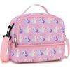VX VONXURY Borsa per il pranzo per bambini, isolata a doppio scomparto per il pranzo, borsa termica con tracolla rimovibile per ragazze e ragazzi