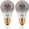 FLSNT Dimmerabile LED Lampadina Edison E27, 4W A60 Retro Stile Decorativo Lampadine, Vintage LED Filamento a spirale Lampen, 150 Lumen, Bianco caldo 1800K, Vetro grigio fumo, Confezione da 2