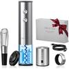 CIRCLE JOY - Apribottiglie elettrico ricaricabile 5-in-1 in acciaio inossidabile, set regalo per vino con tagliacapsule, aeratore per vino, anello salvagoccia e tappo sottovuoto, ideale per gli amanti
