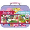 Schmidt Spiele 55609 Bibi e Tina, puzzle in valigetta di metallo, 2 x 100 e 2 x 150 pezzi, multicolore