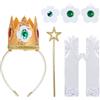 Werownsgso 5 pezzi principessa Peach costume accessorio principessa Peach corona orecchini guanti spilla bacchetta magica vestito kit ragazza costume principessa per compleanni Halloween carnevale