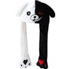 dressfan Donne di Peluche Orso Cappello con Orecchie che si Muovono Orecchie Mobili,Animale Cappelli Cappello di Orso che Muove le Orecchie Regalo di Compleanno di Natale,Bianco+Nero