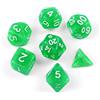 SLAKOZYT Set di 7 cubi poliedrici trasparenti DND poliedri per dungeons & dragon, D&D, RPG, MTG - Include D4 D6 D8 D10 D12 D20 (verde trasparente)