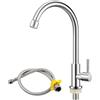 DabbOo Rubinetto Lavello Cucina Girevole a 360°per Acqua Fredda Rubinetto Lavatoio Rimovibile in Acciaio Inossidabile Ottone Spesso Tubo di Collegamento da 60 CM Adatto per Bagni,Cucine
