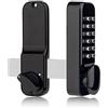 CODACE Serrature meccaniche in acciaio inox 100% con manopola per porta, impermeabile, senza chiave, set di serrature a combinazione digitale per porte esterne con tastiere, colore: nero