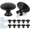 OSDUE Pomelli per Mobili 10 Pezzi, 30 mm Pomolo per Mobili Rotondo Cassetti Chic Maniglie per Mobili Della Cucina Antiche con Viti per Mobili Cucina Armadi Comò, Nero