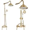 Saeuwtowy Retrò Colonna Doccia Rubinetto Doccia Doccia Bagno Ottone Antico Doccia Sistema Set Miscelatore Pomello Fisso Doccia a Effetto Pioggia