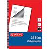 herlitz Carta carbone, formato A4, 25 fogli, nero, per macchina da scrivere