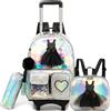 HTgroce Zaino Trolley Per Bambina, Zainetto Trolley Bambina Scuola Elementare Zaino Ragazze con Ruote Borsa Pranzo e Astuccio