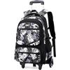 Amythe Zaino Trolley Scuola Media e Superiore, 40L Zaino con 6 Ruote per Ragazzo Adolescenti 10-24 anni, Zainetto Casual con Rotelle per Viaggi, Staccabile e Impermeabile -Nero
