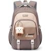 Amythe Zaino Ragazza Scuola Elementare Media Leggero Grande con Pettorina | 30L Zaino Scuola Idrorepellente, Adatto al Trolley, Casual Zaini Porta PC, Ragazze 9 ai 16 anni, Ritorno / Viaggio, Marrone