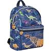 PERLETTI Zaino Bambino con Stampa Colorata - Mini Zainetto Bimbo 2 3 4 5 Anni Multicolore per Scuola Materna Asilo Viaggi - Cartella Piccola con Bordo Catarifrangente - 30x24x10cm (Dinosauro)