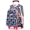 Amythe Zaino Bambina Scuola Elementare con Trolley, 6 Ruote Blu
