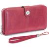GOUNNU Portafoglio Donna Grande in pelle PU, Portafogli da Donna Lungo Protezione RFID Grande Capacità Cerniera Portamonete 10 Porta Credito Portafoglio (rosso vino)