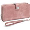 GOUNNU Portafoglio Donna Grande in pelle PU, Portafogli da Donna Lungo Protezione RFID Grande Capacità Cerniera Portamonete 10 Porta Credito Portafoglio (rosa)