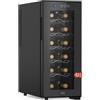 WIE Cantinetta Vino 12 Bottiglie, Raffreddamento Termoelettrico, Cantina Vino con LED Schermo tattile, Porta in Vetro a Specchio, 5 Ripiani Regolabili, Luce LED, 26 dB Basso Livello di Rumore, 33L