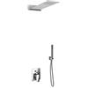 LANERI Kit Doccia 2 Vie Soffione Acciaio Inox Slim 2,5 mm + Presa Acqua + Flessibile + Doccino (55x23 cm Soffione Rettangolare)