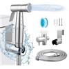 HQJUN Multifunzionale doccetta per bidet, doccetta per pannolini, spray, tubo flessibile e accessori, doccetta per bidet con doppia funzione spray (argento)