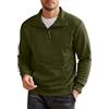 COOFANDY Felpe da uomo con zip a un quarto di lunghezza, a maniche lunghe, pullover casual a nido d'ape con tasca, Verde militare, XL