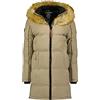 Geographical Norway Beautiful Lady - Donna Autunno Inverno Caldo Medio Spessore Parka - Cappotto Fine Pelliccia Cappuccio - Giacca Antivento Lungo - Abito Ideale Donne (Beige L-taglia 3)