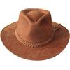 Borges & Scott B&S Premium Fedora in Cuoio- Cappello con Tesa Ampia- 100% Cuoio di qualità Alta- Impermeabile- Marrone Scuro. 56cm