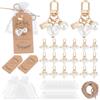 WADORN Set di 20 portachiavi a forma di cuore di perla, regalo per feste, portachiavi in lega, con ciondolo in carta kraft in organza, per matrimoni fai da te