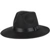 VASANA Cappello Fedora Nero a Tesa Larga Panama con Fiocco Invernale in Feltro Caldo Cappello Floppy Jazz Unisex per Performance, Festa, Spettacolo, Cosplay, Matrimonio, Uso Quotidario (56~58CM)