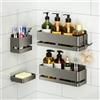 YESENT Mensola Doccia Porta Sapone per Doccia, 5 Pezzi Mensola Doccia senza Foratura,portaspazzolino， Portasapone Doccia Mensole Bagno con 1 ganci Removibili - Grigio