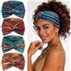 Tumurup Fascia Capelli Donna 4 Pcs Cerchietto Capelli Donna - 7'' Fasce per Capelli Elastici Turbante per Yoga, Fitness & Skincare -Larga Sport Headband Accessorio Capelli