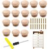 LEOINAER Pomelli Rotondi in Legno per Cassetti - Pomelli Eleganti per Mobili e Cassetti - Design Naturale, Facili da Installare, Sicuri per Bambini - Set da 4, Colore Legno
