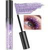 Lestpola Mascara con paillettes viola, mascara diamante glitterato, lunga durata, waterproof, mascara colore volume e lunghezza, anti-sbavatura, diamante mascaras trucco regalo donna occhi per Natale