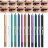 Holzsammlung 12 Colors Eyeliner Colorati Set,Impermeabile Opaco Ombretto Stick Diamond Glitter Metallo Ombretto,Lunga Durata Shimmer Ombretti Penna con Temperino