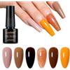 Luxbon 6 pz Smalto Gel Semipermanente Set - Autunno Colore Set Lunga Durata Autunno Smalto Semipermanente, uv led Soak Off Nail Art Disegni Manicure Kit 023