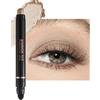 Lestpola Bastone per ombretto con glitter marrone chiaro, girevole, cremoso, effetto seta, impermeabile, a lunga durata, per ombretto Crayon con smorzatore, altamente pigmentato, per occhi senza rughe. -D08