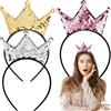 YIFLorine TANG Cerchietto per Capelli con Paillettes,3 Pezzi Corona con Paillettes Corona di Natale Glitterata Accessori per Capelli Fasce Dorate per Compleanni e Feste di Carnevale（Oro,Grigio,Rosa）