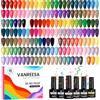 VANREESA 55 Colori Smalto Semipermanente Unghie, 60 PCS Kit Semipermanente Unghie con 1 Base e 4 Top Coat Smalti Semipermanenti per Unghie Rosso Blu Rosa, Kit Unghie Gel Completo Regalo per Donne
