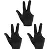 PATIKIL Guanti da Biliardo a 3 Dita, 3pz Guanti da Biliardo per Mano Sinistra e Destra Guanti Biliardo Stecca Biliardo per Giocatori Biliardo Pool Biliardo Carom Snooker Sport, Nero