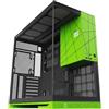 Geometric Future M5 Mid Tower in vetro temperato, case da gioco E-ATX/ATX, acciaio da 1,2 mm, tipo C, pannelli senza attrezzi, supporto radiatore 420/360, doppia camera, nero/verde, GEO-M5-BNY
